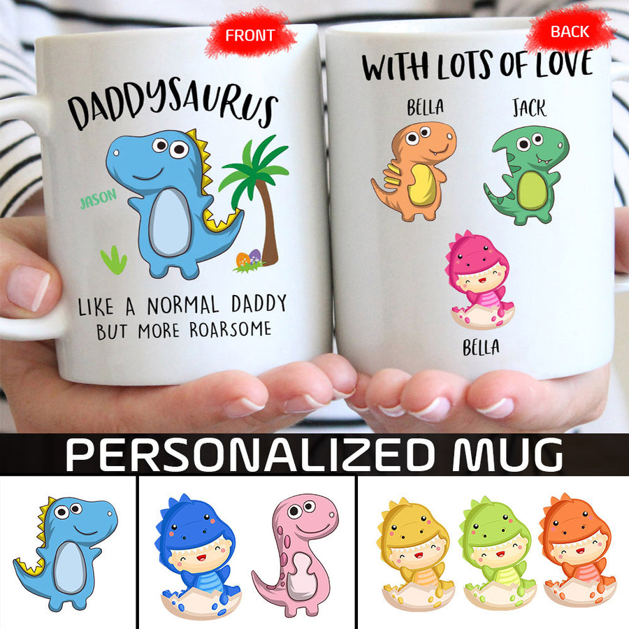 89Customized Personalized Mug Family Daddysaurus Normal Daddy Dinosaur