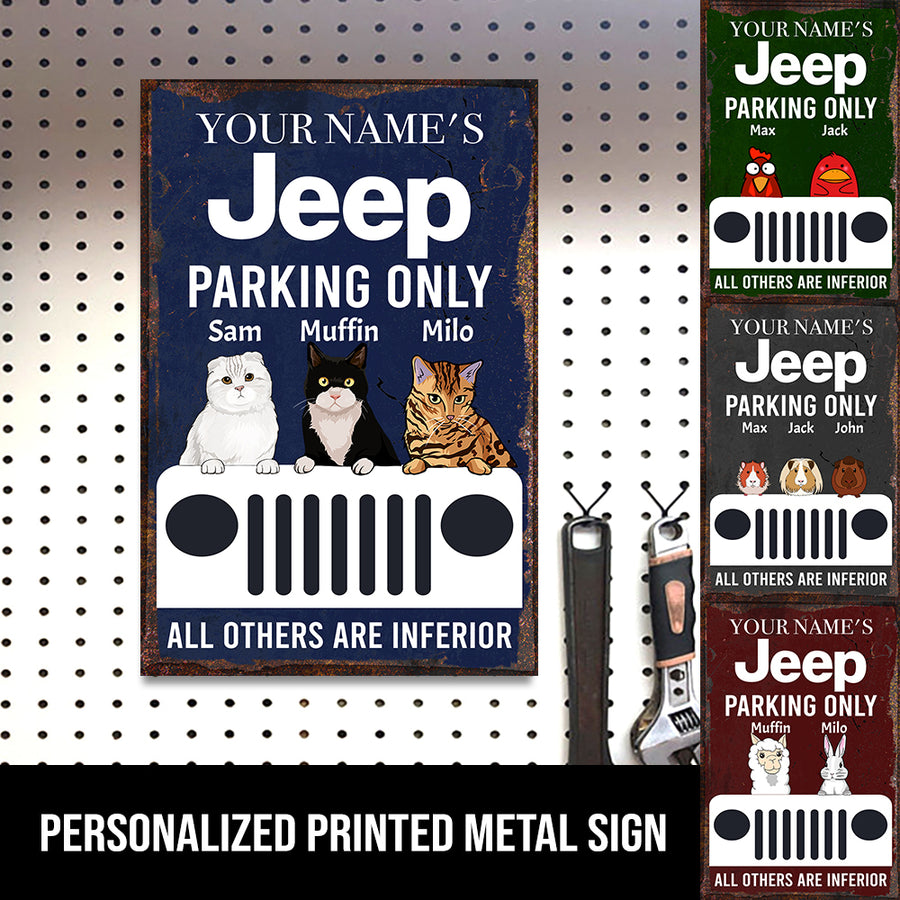 89Customized Personalized Printed Metal Sign Jeep Parking Cat & Pets