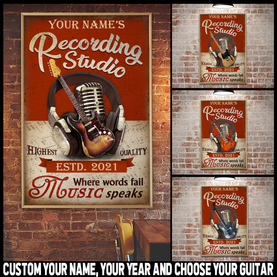 89Customized Recording studio guitar personalized poster