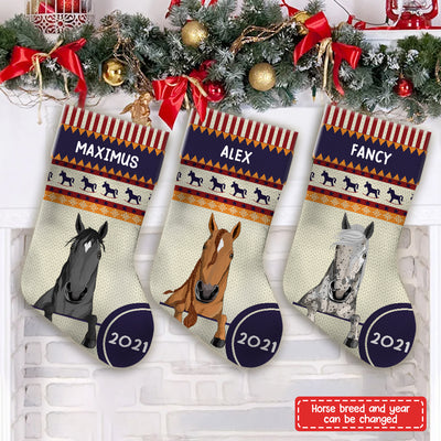 89Customized Ugly Christmas Stocking lovely horse Personalized Christmas Stocking