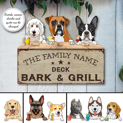 89Customized Funny Dogs Bar & Grill 3D Personalized Cut Metal Sign