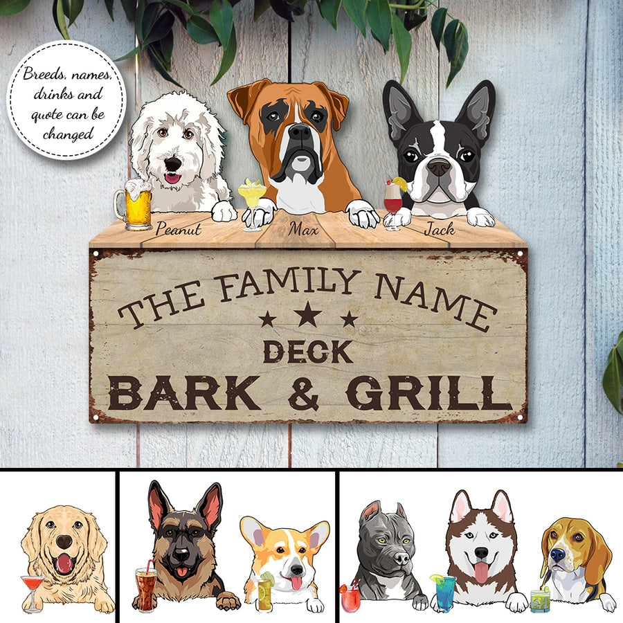 89Customized Funny Dogs Bar & Grill 3D Personalized Cut Metal Sign