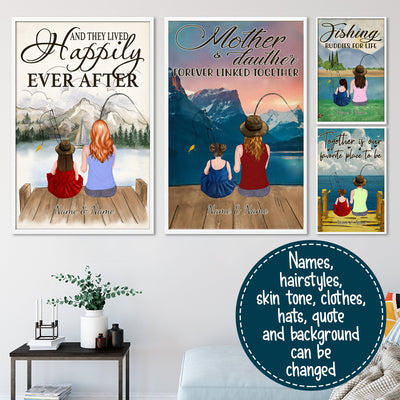 89Customized Mom and daughter fishing personalized poster