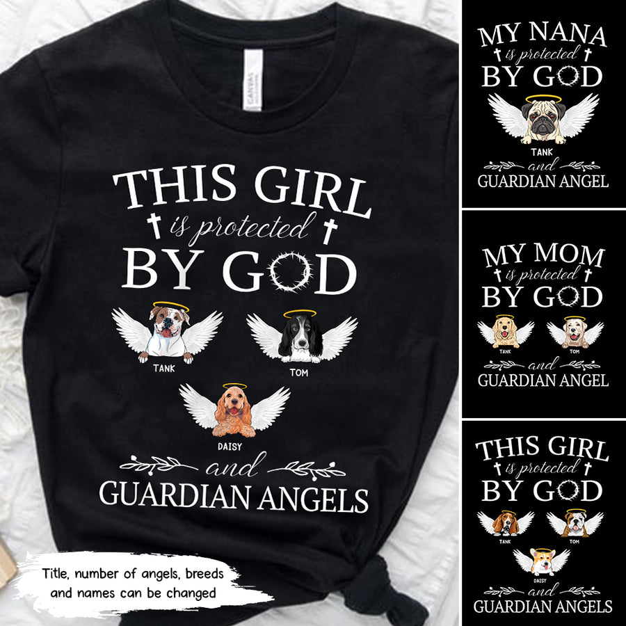 89Customized This girl is protected by Jesus and guardian angels Tshirt