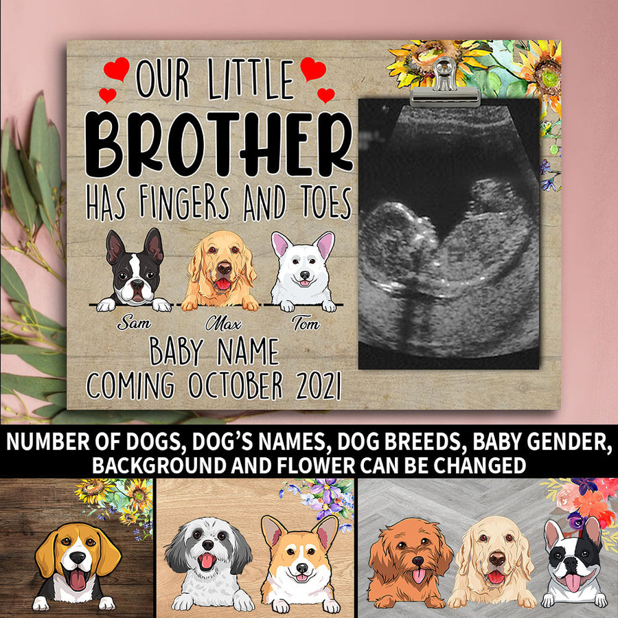 89Customized Our little sister/brother has fingers and toes personalized photo clip frame