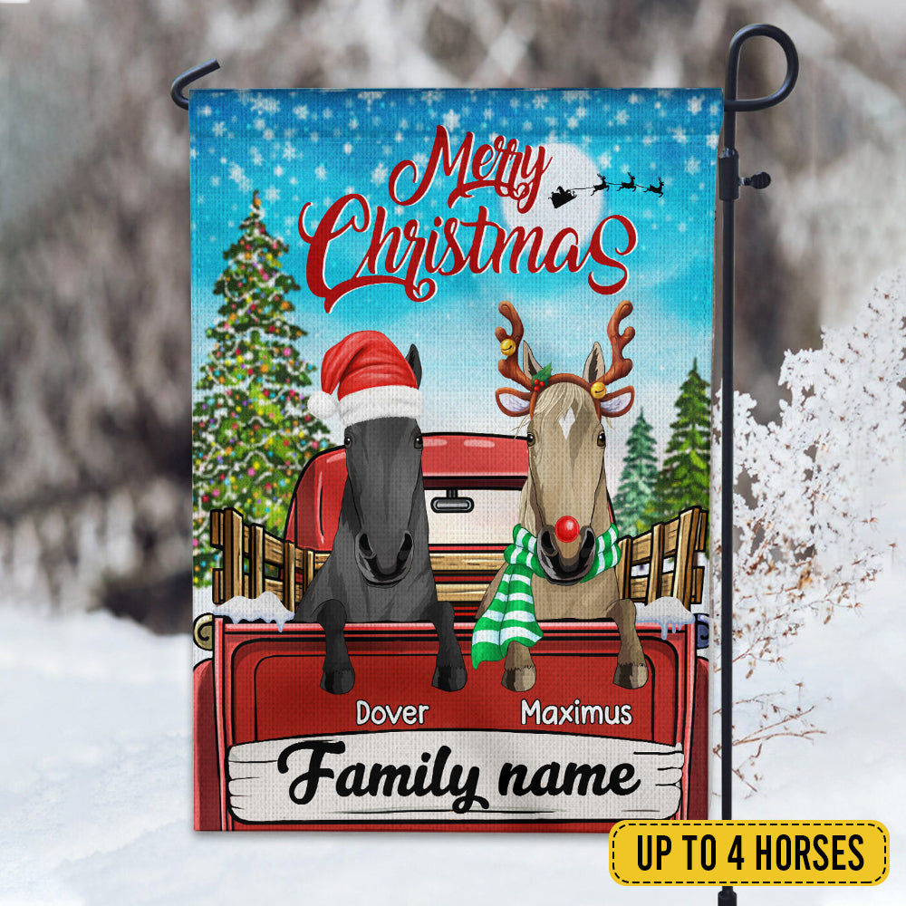 89Customized Merry Christmas Horses Personalized Garden Flag