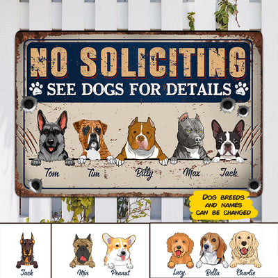 89Customized No soliciting See dogs for details personalized printed metal sign