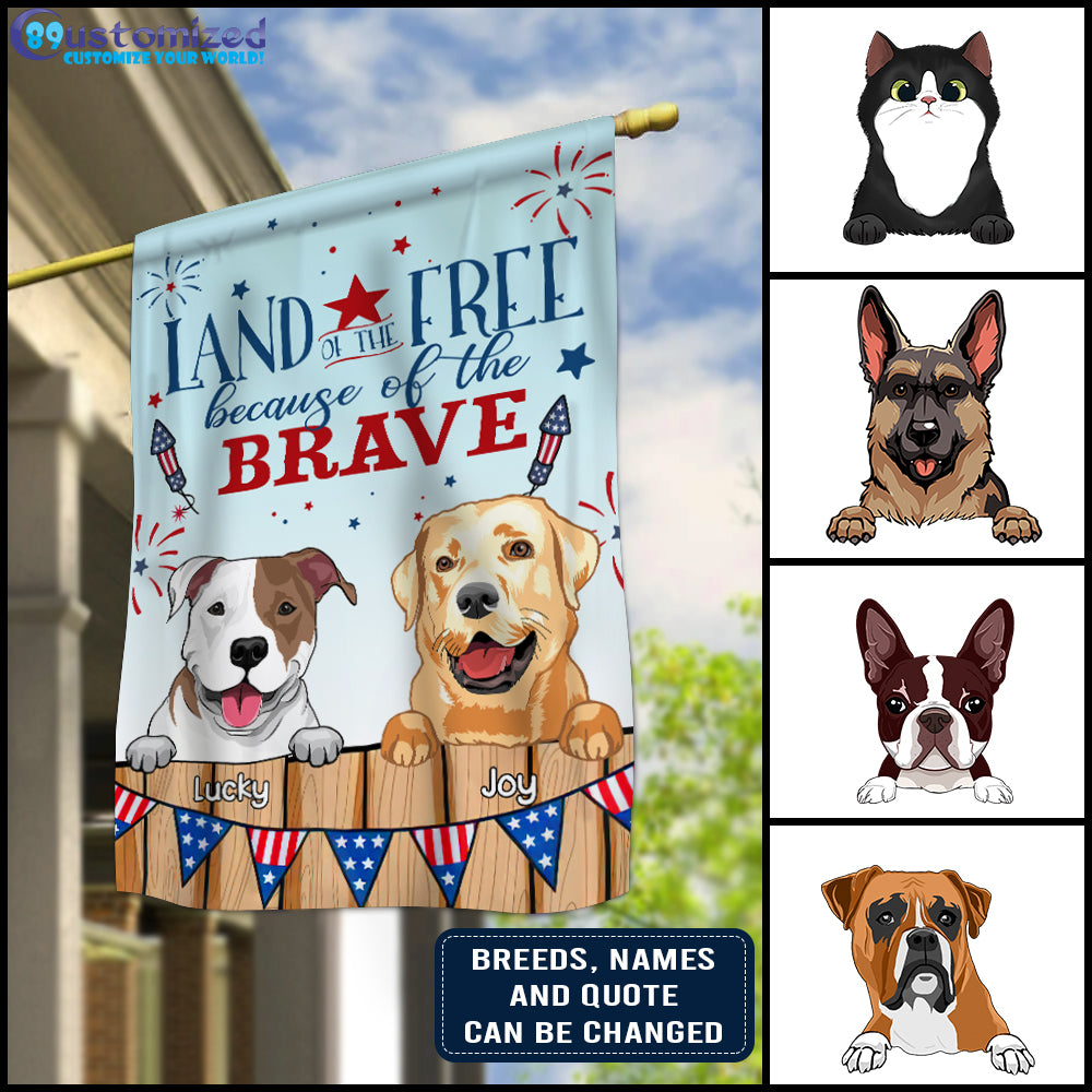 89Customized Dogs And Cats Happy 4th Of July Personalized Garden Flag