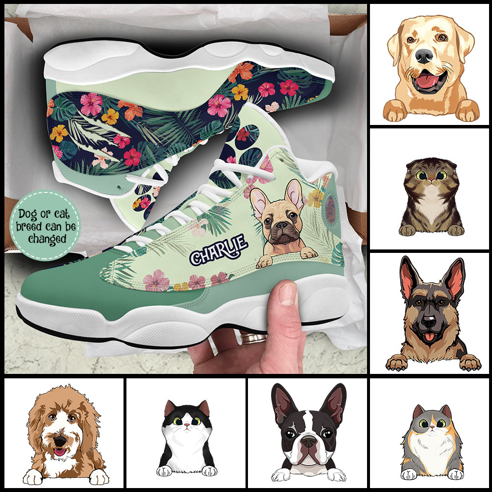 89Customized Tropical Pattern Dog 2 Customized White Air JD13 Shoes