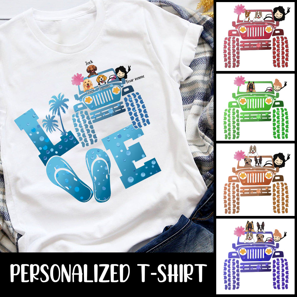 89Customized Personalized Shirt Jeep Dog Love Beach