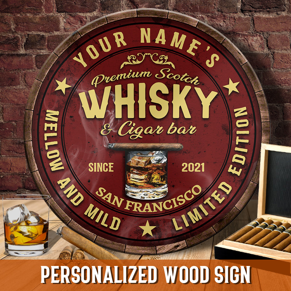 89Customized Scotch whisky & cigar Bar Customized Wood Sign