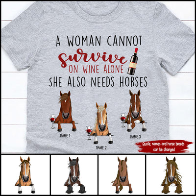 89Customized I Like Horses And Wine And Maybe 3 People Personalized Shirt