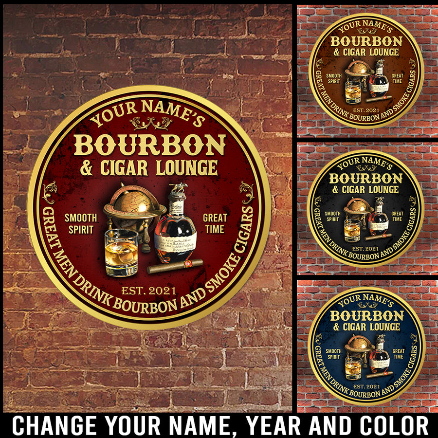 89Customized Great men drink Bourbon and smoke Cigars 5 Customized Wood Sign