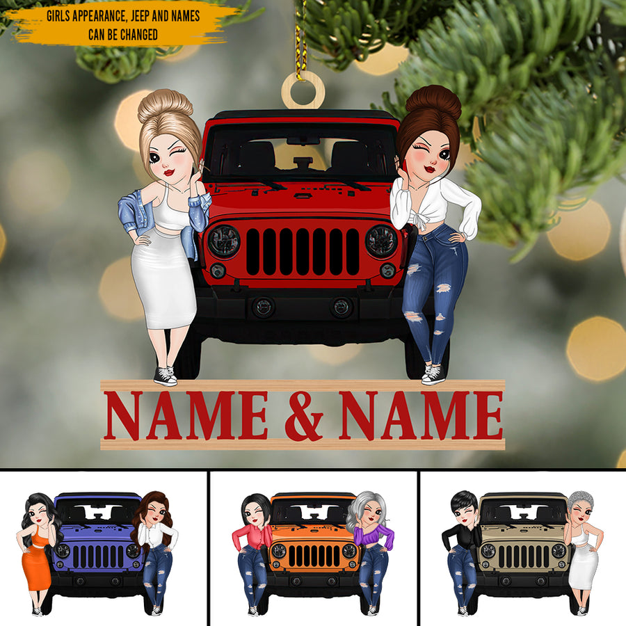 89Customized Jeep Besties Personalized One Sided Ornament