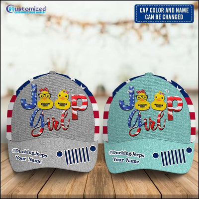 89Customized Funny Ducking Jeep Girl Customized 3D Cap