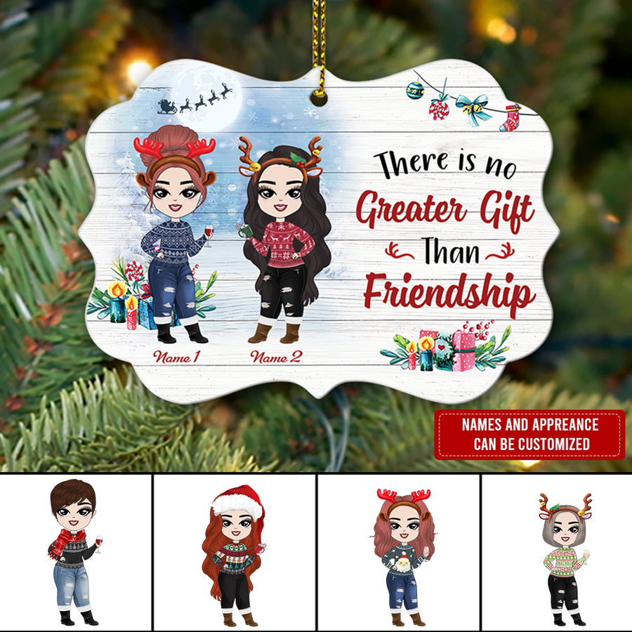 89Customized There is no greater gift than friendship Chibi girl Personalized Ornament