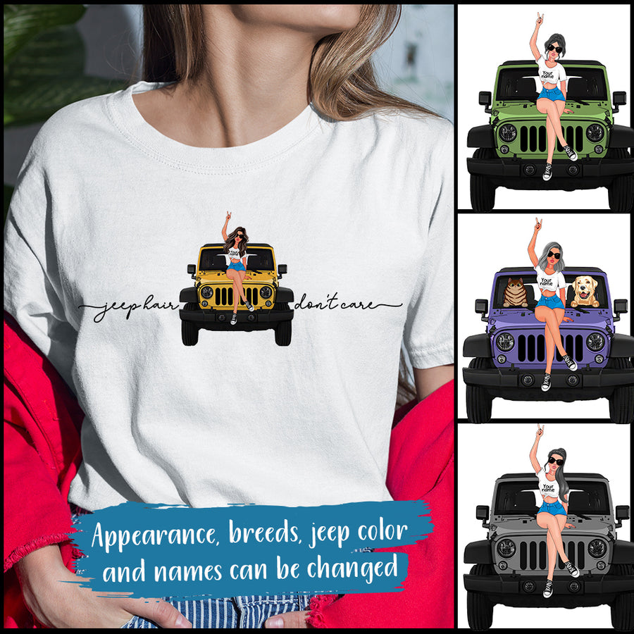 89Customized Jeep Hair Don't Care Jeep Girl Personalized Shirt