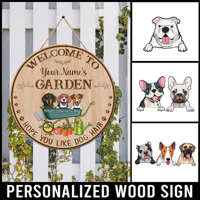 89Customized Personalized Wood Sign Gardening Welcome Dog