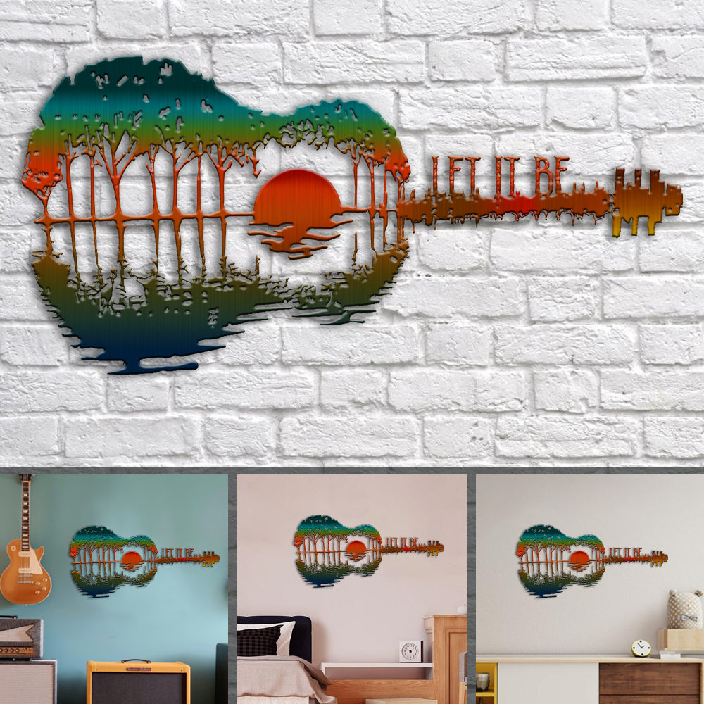 89Customized Let it be guitar sunset cut metal sign