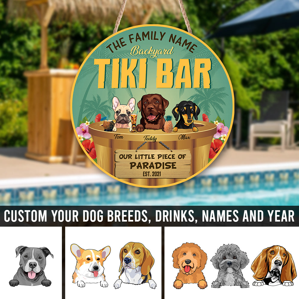 89Customized Backyard Tiki bar 2 dog Customized Wood Sign