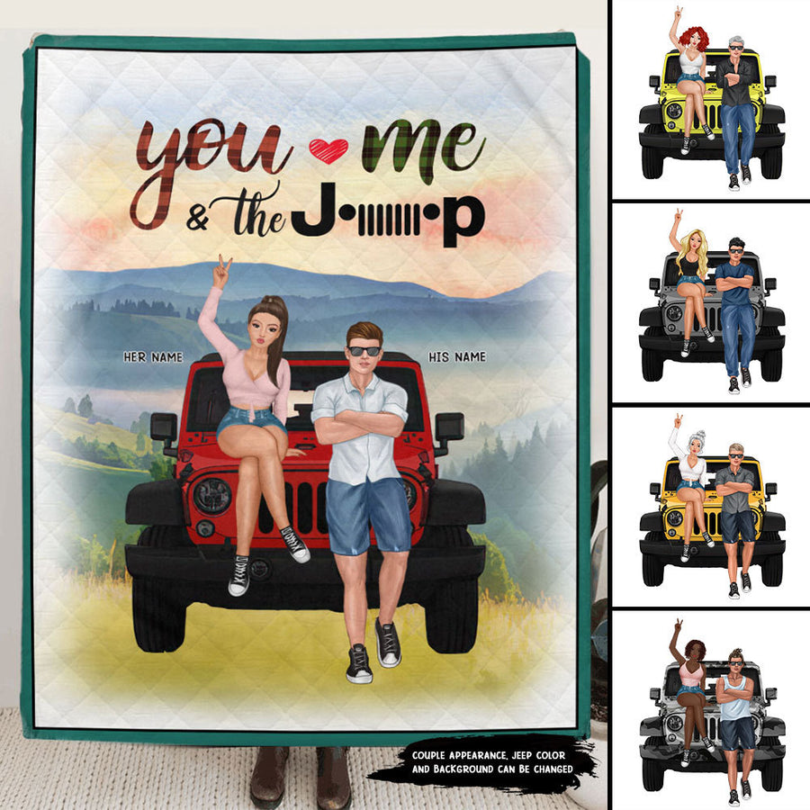 89Customized You me and the jeep couple Customized Quilt Blanket