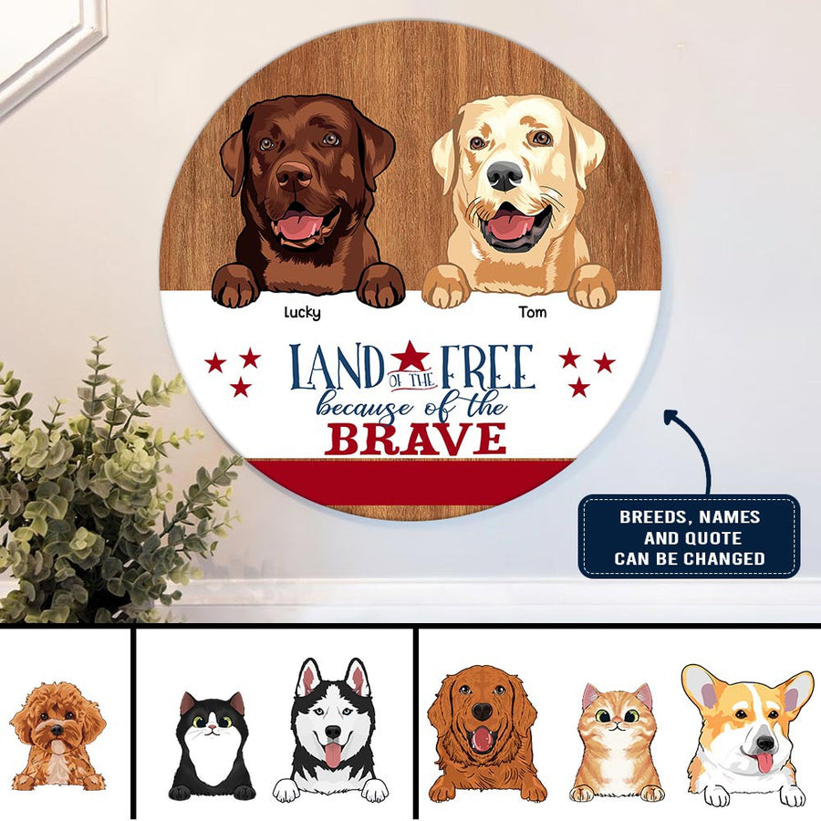89Customized Welcome To The Pawtriotic House Funny Dogs And Cats Personalized Wood Sign