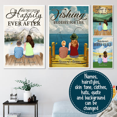 89Customized Mom and son fishing personalized poster