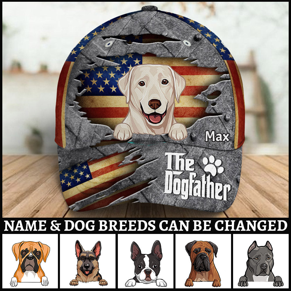 89Customized Personalized Full Print Cap Family American Flag The Dogfather