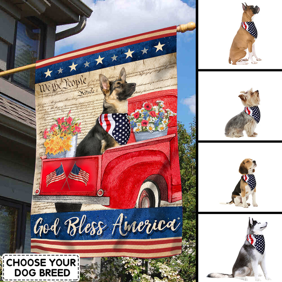 89Customized God Bless America Dog 4th of July Customized Flag