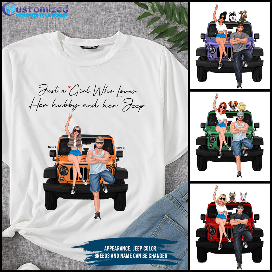 89Customized Just A Girl Who Loves Jeep And Her Hubby Personalized Shirt
