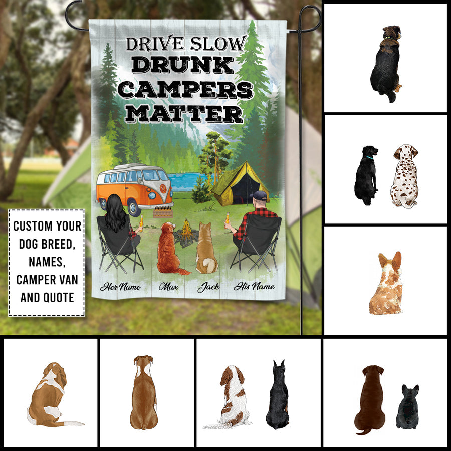 89Customized Drive slow drunk campers matter dog Customized Flag