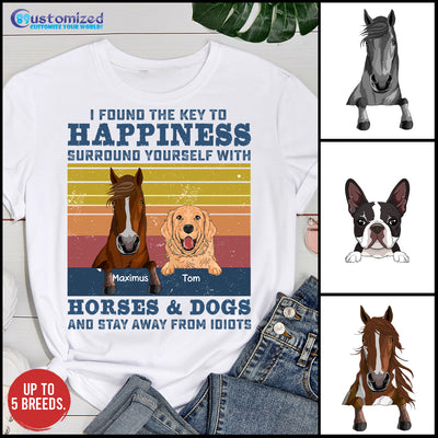 89Customized I Found The Key To Happiness Horses And Dogs Personalized Shirt