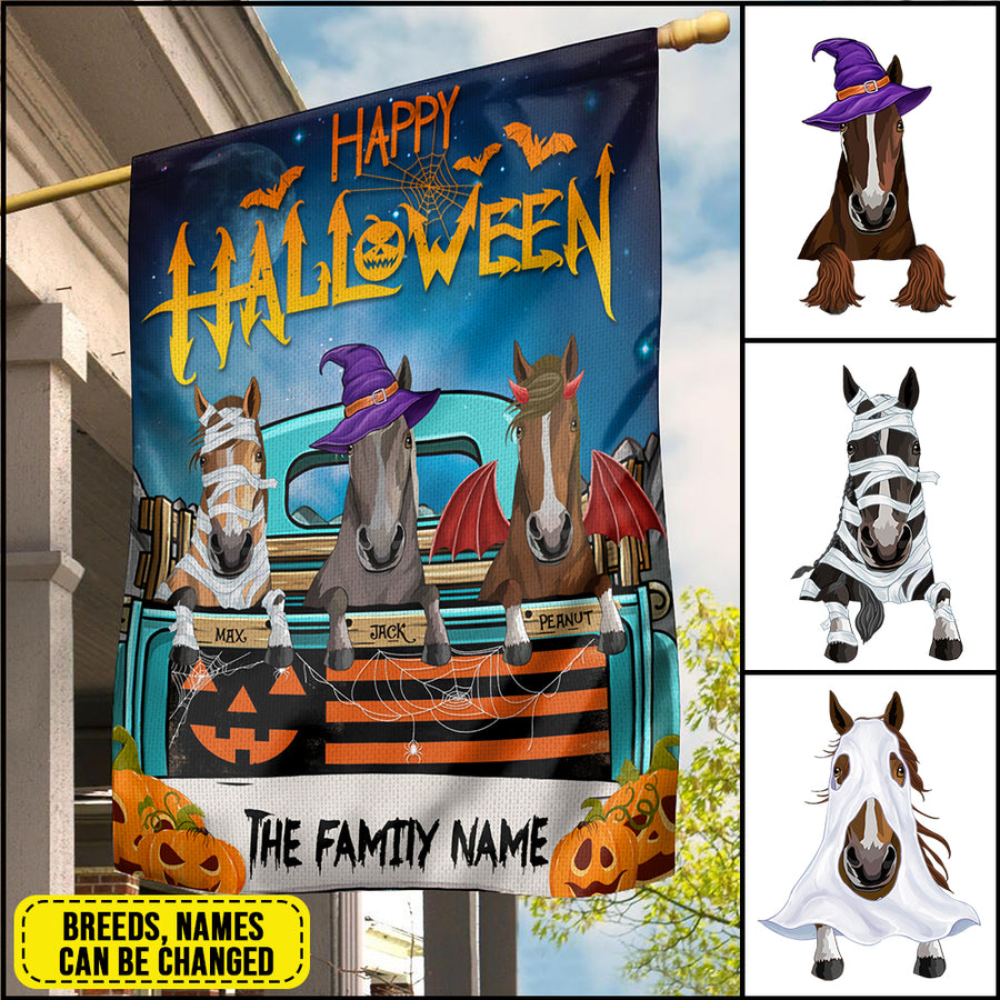 89Customized Happy Halloween Horse Welcome Personalized Garden Flag