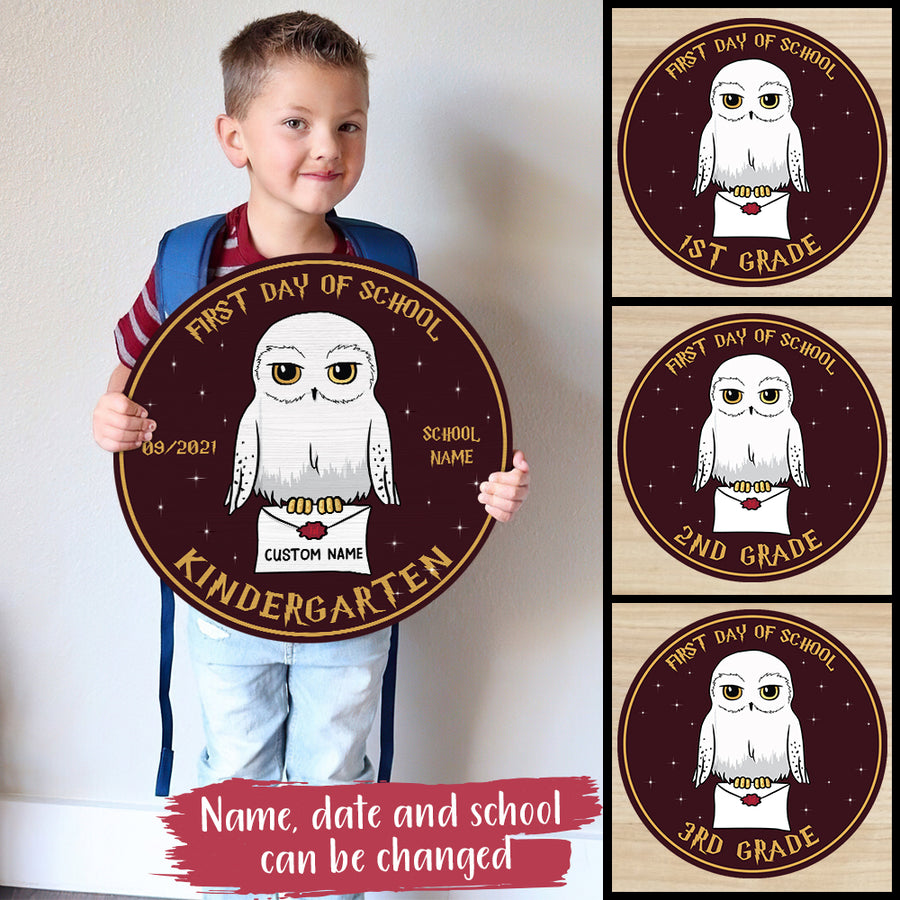 89Customized First day of school letter personalized wood sign