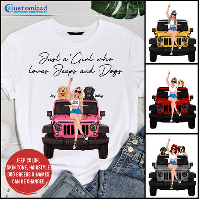 89Customized Just A Girl Who Loves Jeep And Dogs Personalized Shirt