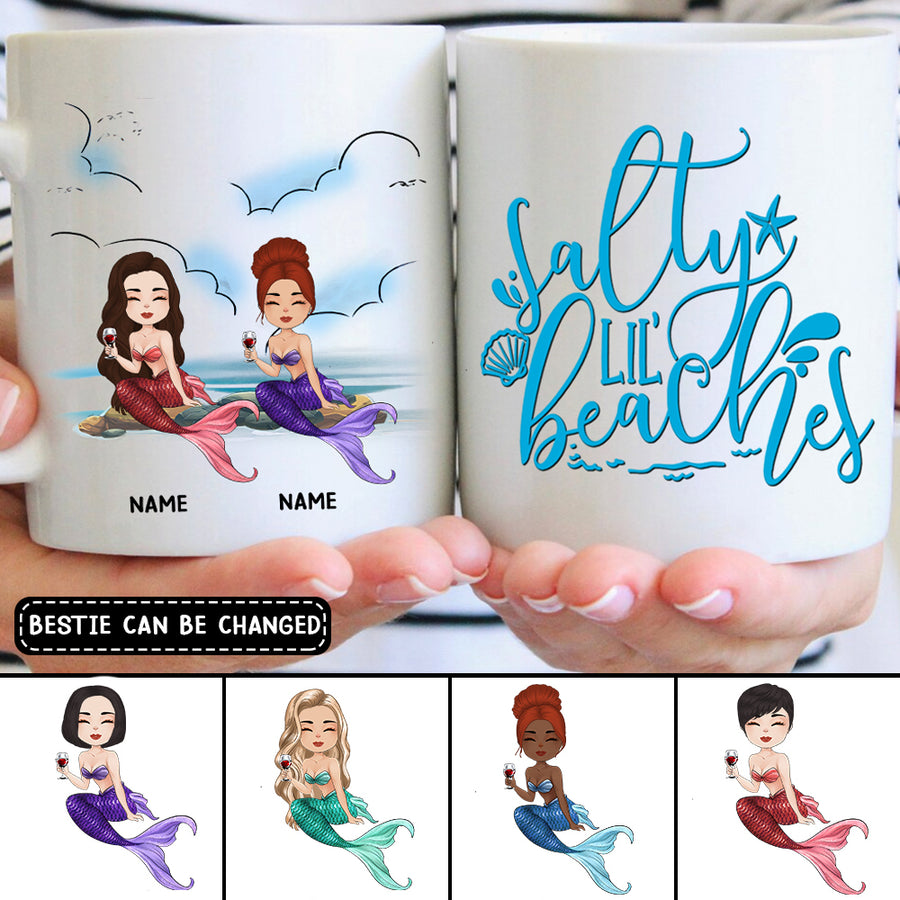 89Customized Salty lil' beaches Bestie Gift Customized Mug