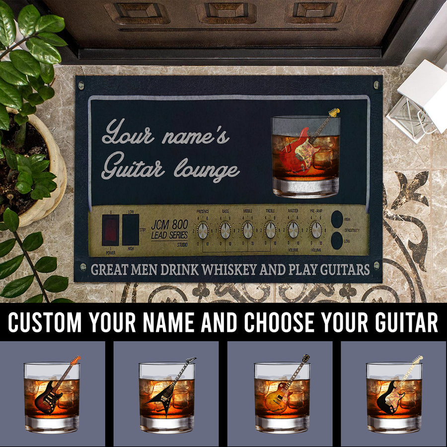 89Customized guitar lounge great men/women drink whiskey and play guitars personalized doormat