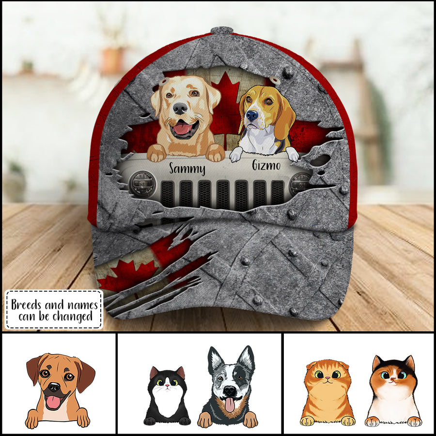 89Customized Personalized Cap Jeep Dog Canadian Flag