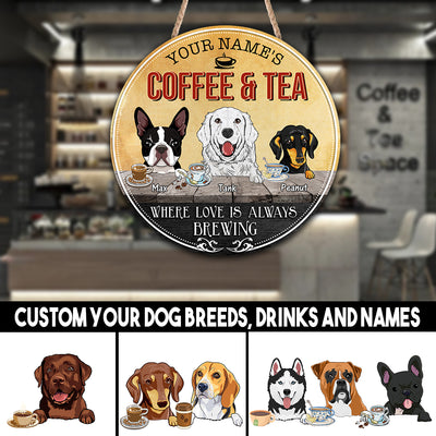 89Customized Coffee & tea bar Where love is always brewing Customized Wood Sign