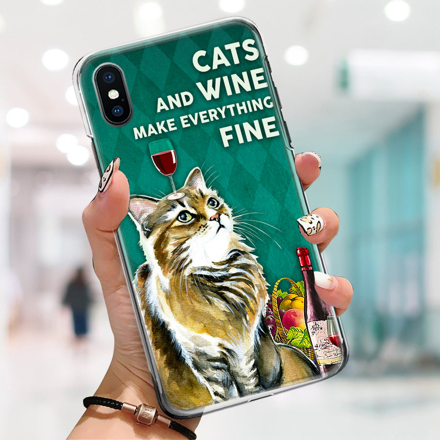 Cat And Wine Phonecase