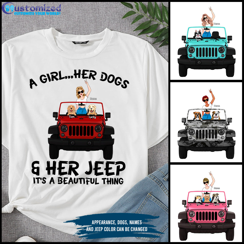89Customized Just A Girl Who Loves Jeeps And Dogs Personalized Shirt
