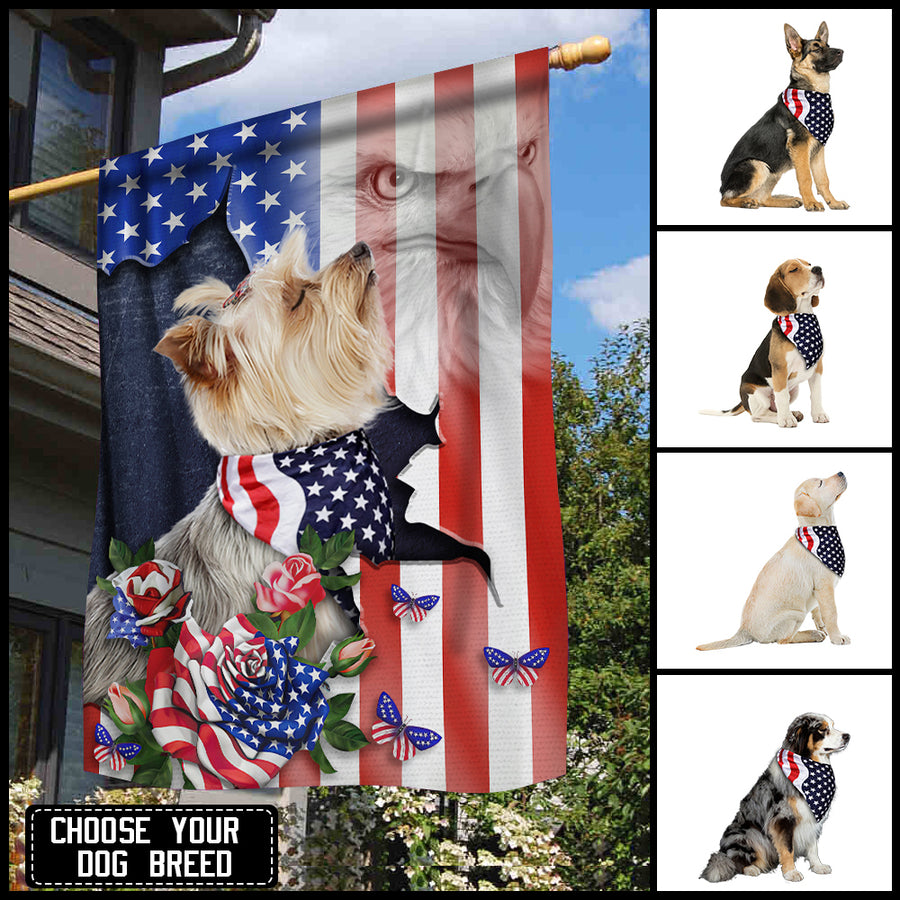 89Customized Proud Eagle Dog America Customized Garden Flag