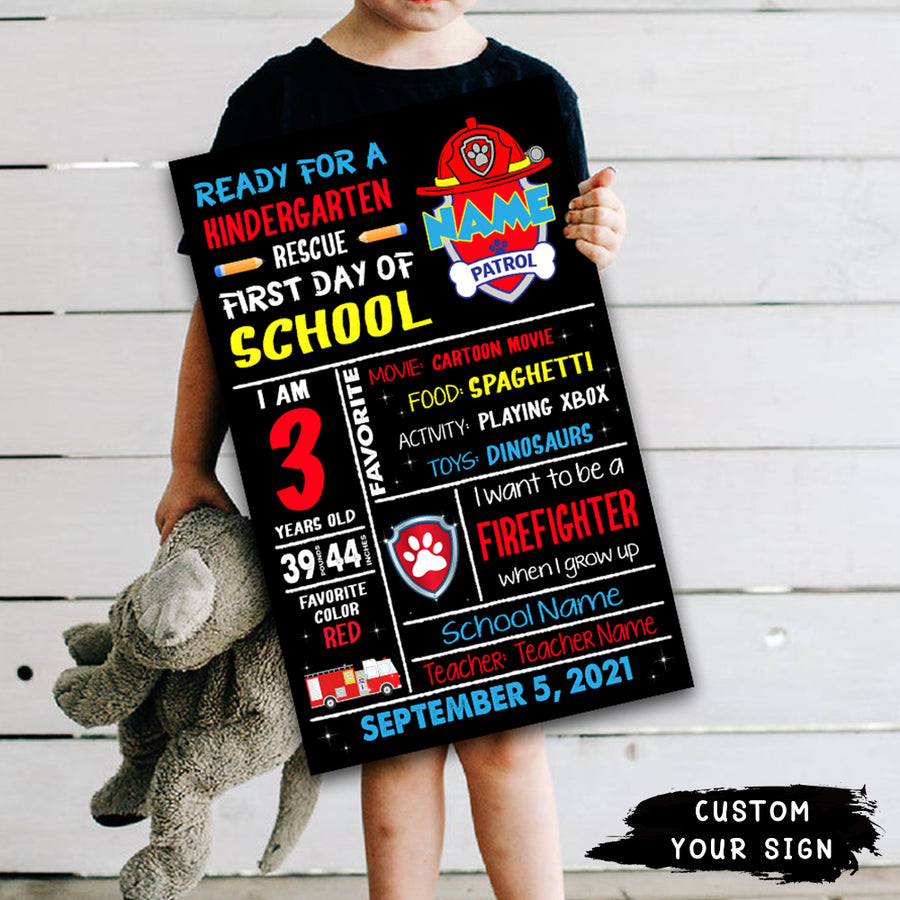 89Customized Ready for a school rescue first day of school personalized pallet sign
