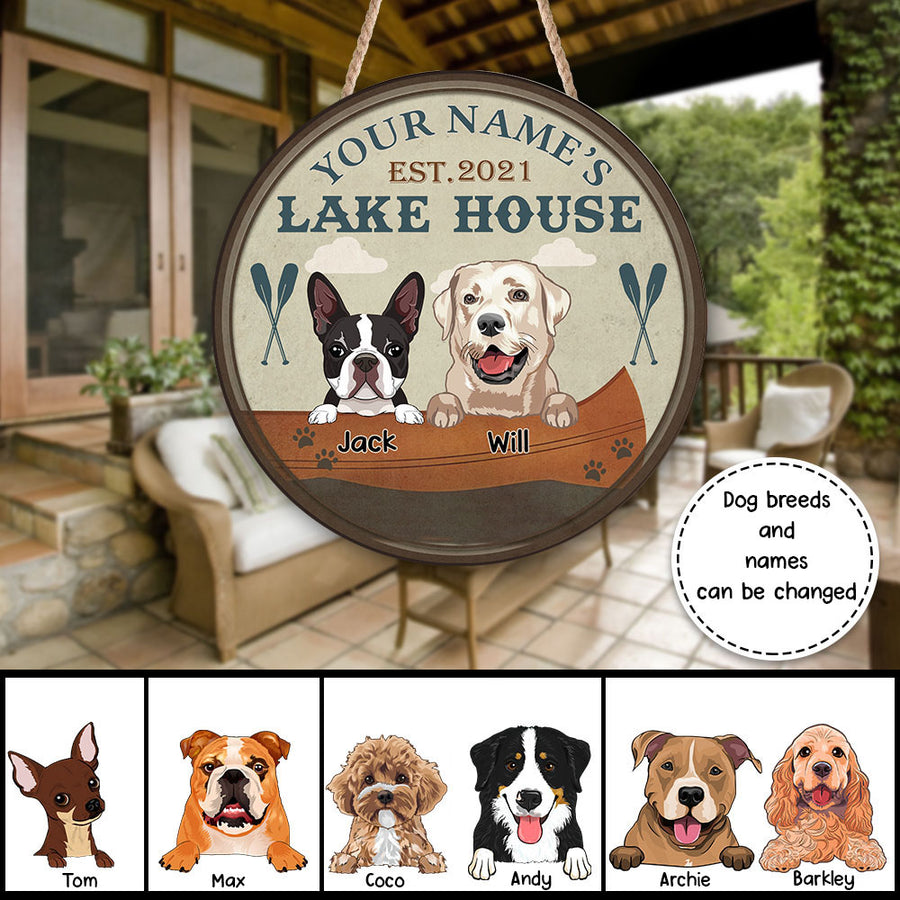 89Customized Dog Lake house personalized wood sign
