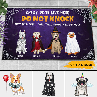 89Customized Crazy Dogs Live Here Personalized Doormat