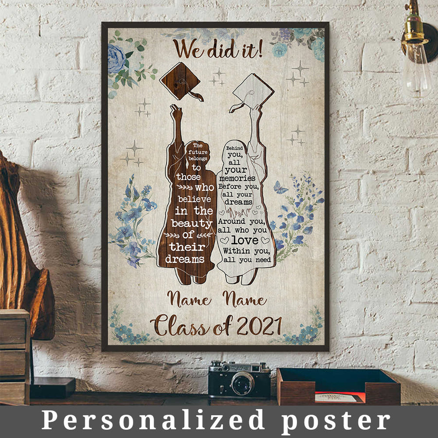 89C Personalized Poster Best Friends Graduation Vintage