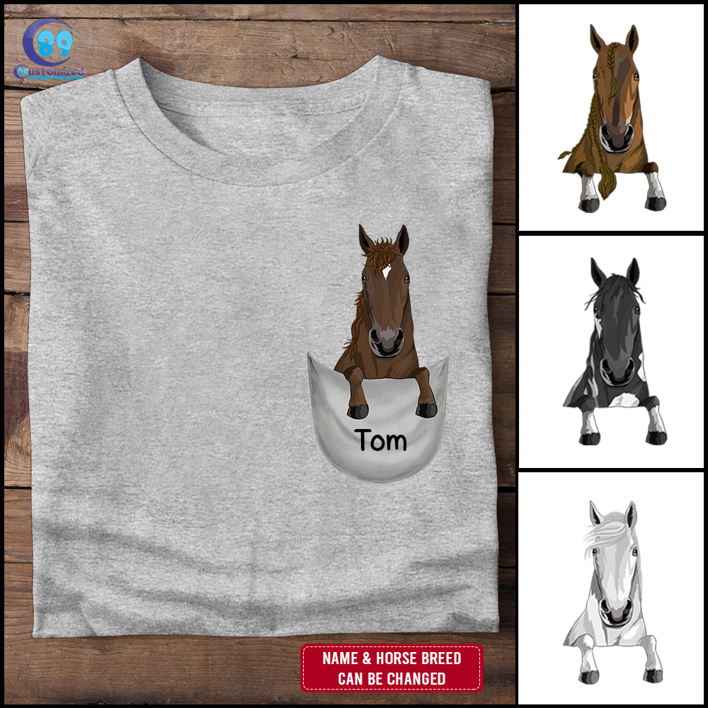 89Customized Peeking Horse Personalized 3D Pocket Shirt