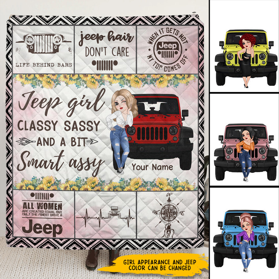 89Customized Jeep girl classy sassy and a bit smart assy 3 Customized Quilt Blanket