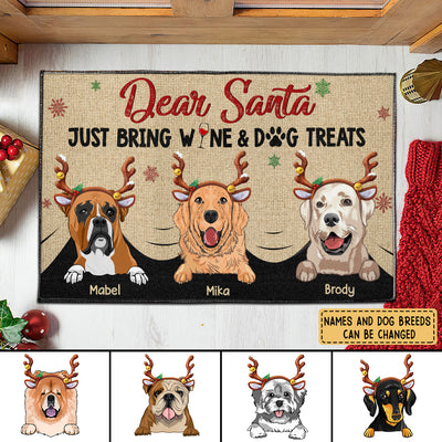 89Customized Dear Santa Just Bring Wine And Dog Treats - Personalized Doormart