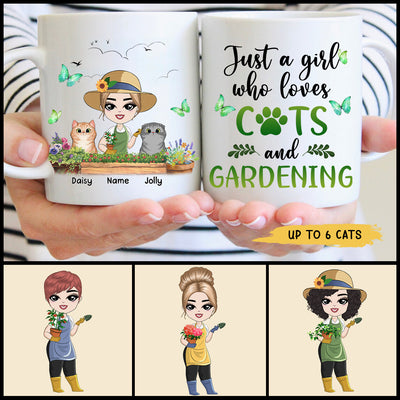 89Customized Just a girl who loves cats and gardening Personalized Mug
